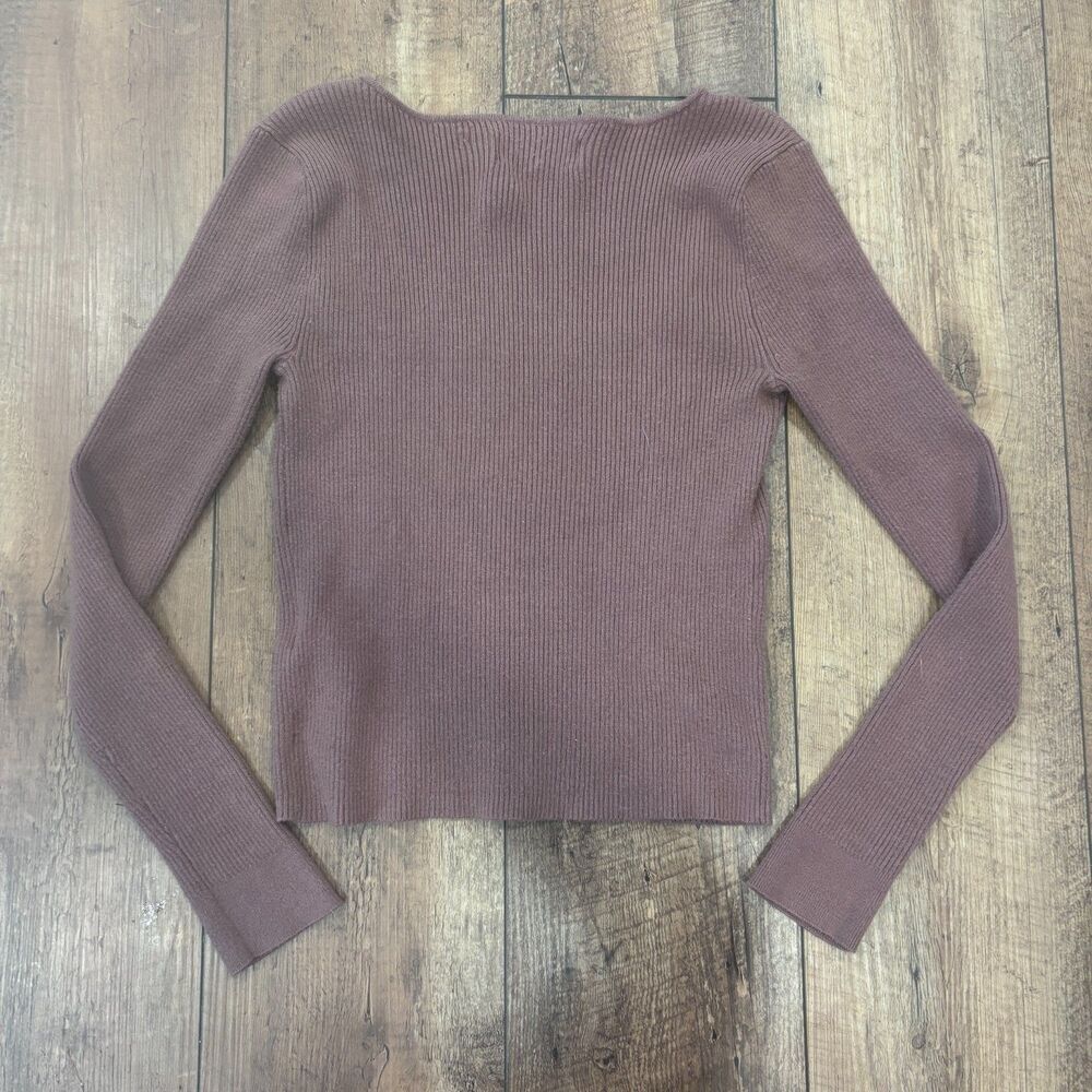 Abercrombie & Fitch LuxeLoft Soft Date Night Sweater Knit Sweetheart Top Brown S - Picture 6 of 8